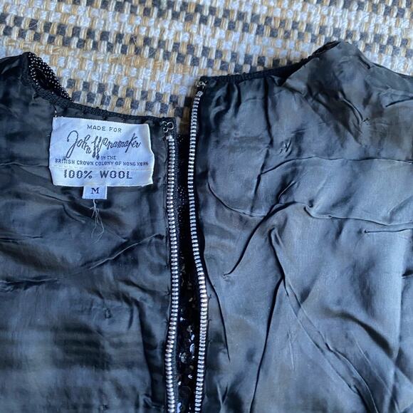 Vintage 50's Black‎ Beaded Sequins sleeveless top Blouse John Wanamaker M medium - Picture 7 of 9